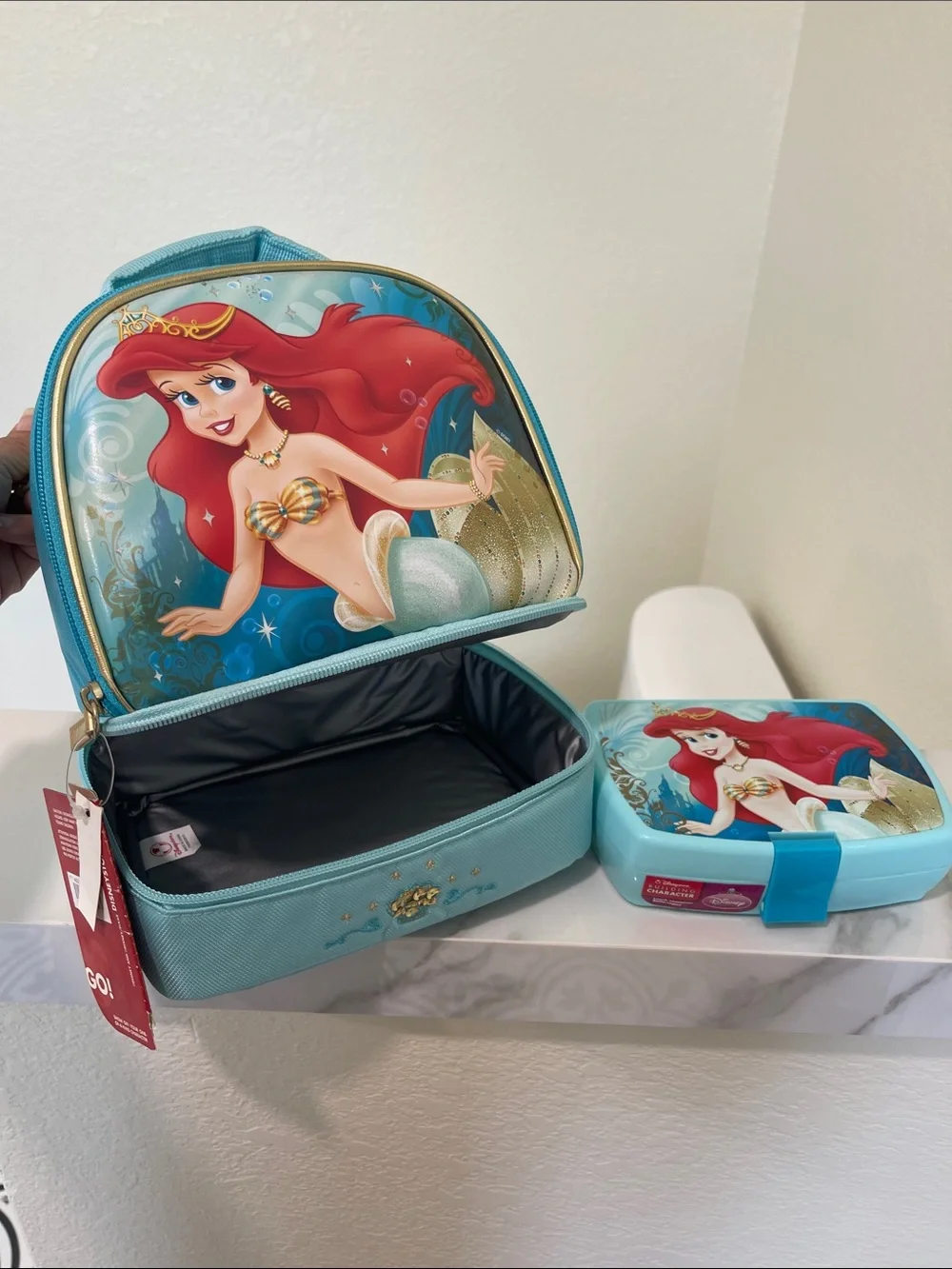 Disney Ariel Light Blue and Red Kids Lunch Tote